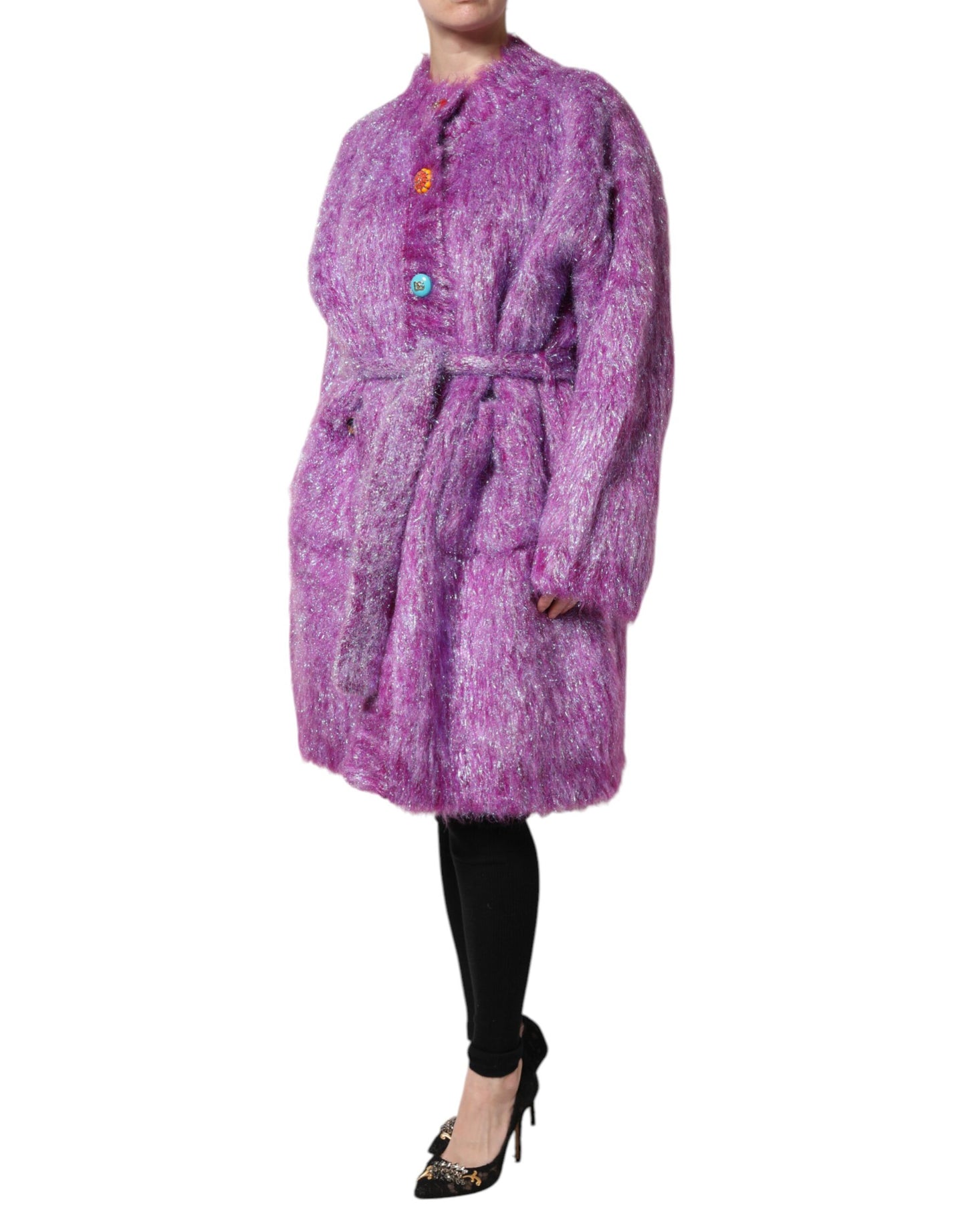 Giacca trench con bottoni viola Dolce &amp; Gabbana
