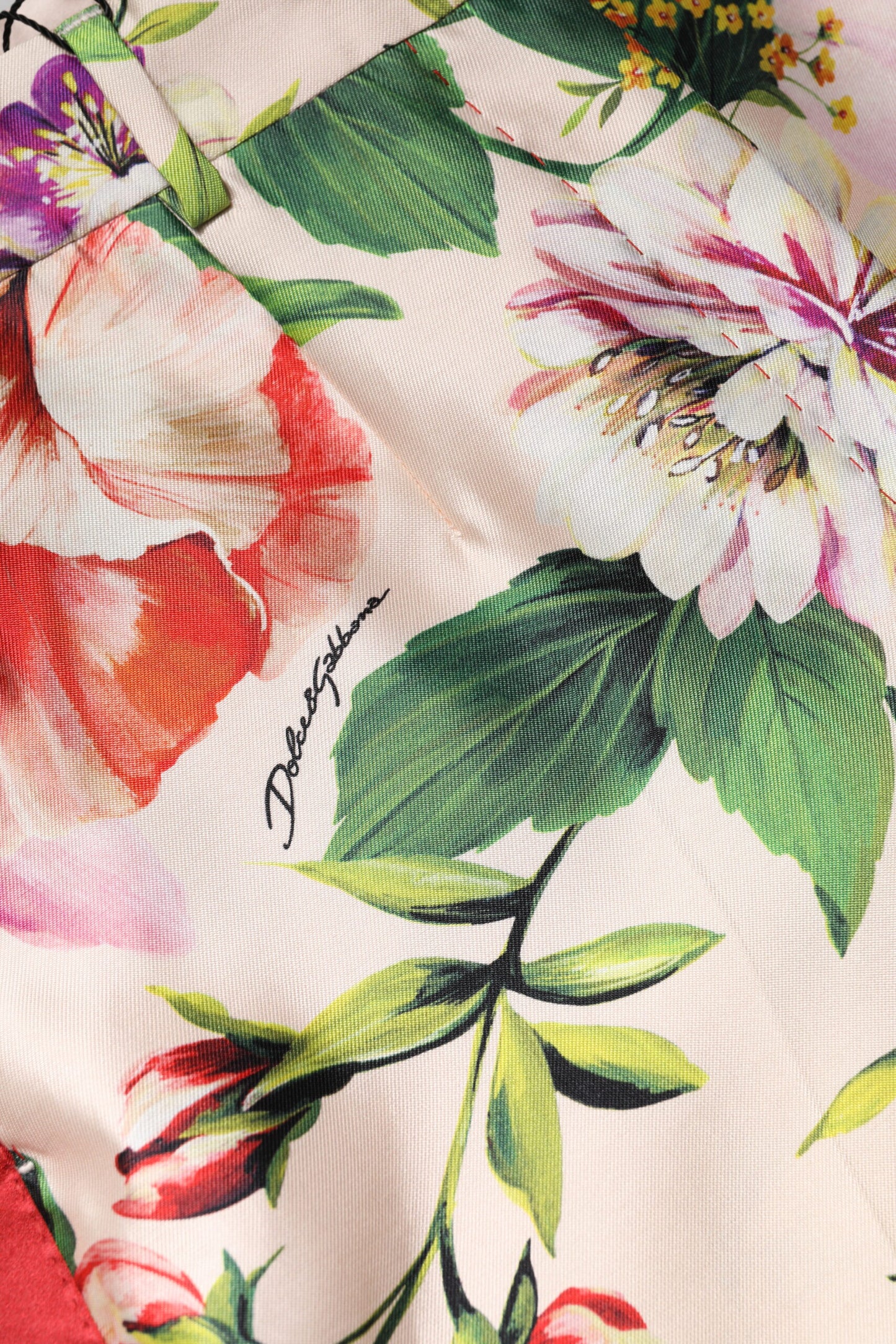 Pantaloni dritti a vita alta con stampa floreale multicolore Dolce &amp; Gabbana