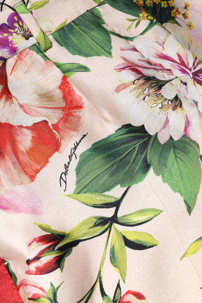 Pantaloni dritti a vita alta con stampa floreale multicolore Dolce &amp; Gabbana