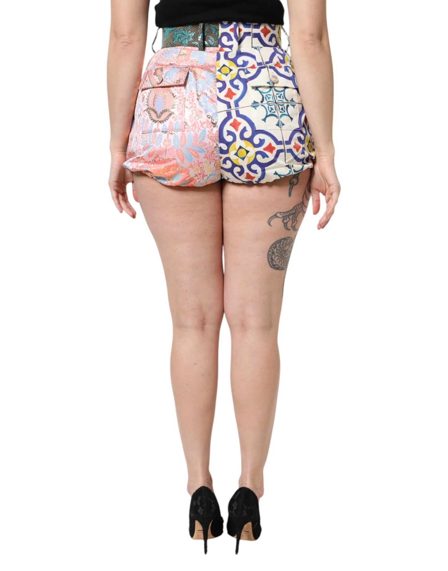 Pantaloncini corti da donna a vita alta multicolore Dolce &amp; Gabbana