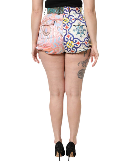 Pantaloncini corti da donna a vita alta multicolore Dolce &amp; Gabbana