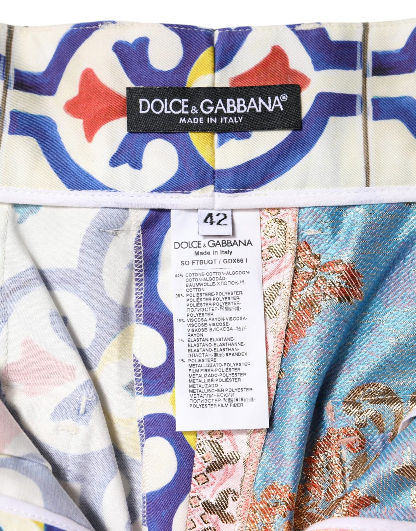 Pantaloncini corti da donna a vita alta multicolore Dolce &amp; Gabbana