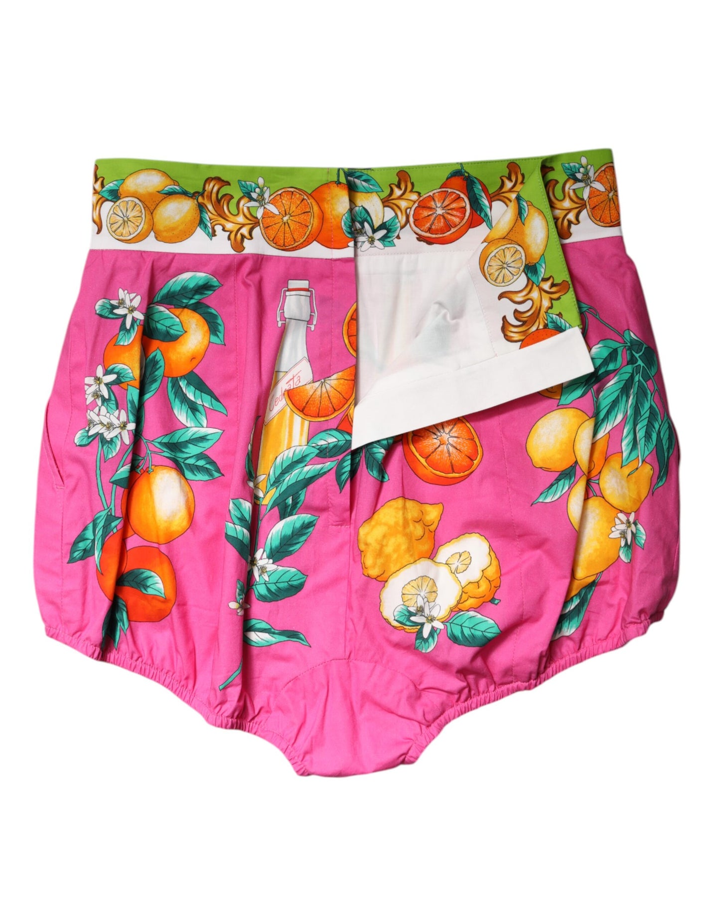 Pantaloncini corti a vita alta con stampa rosa Dolce &amp; Gabbana