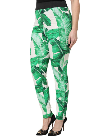 Pantaloni a vita alta Dolce &amp; Gabbana bianchi e verdi