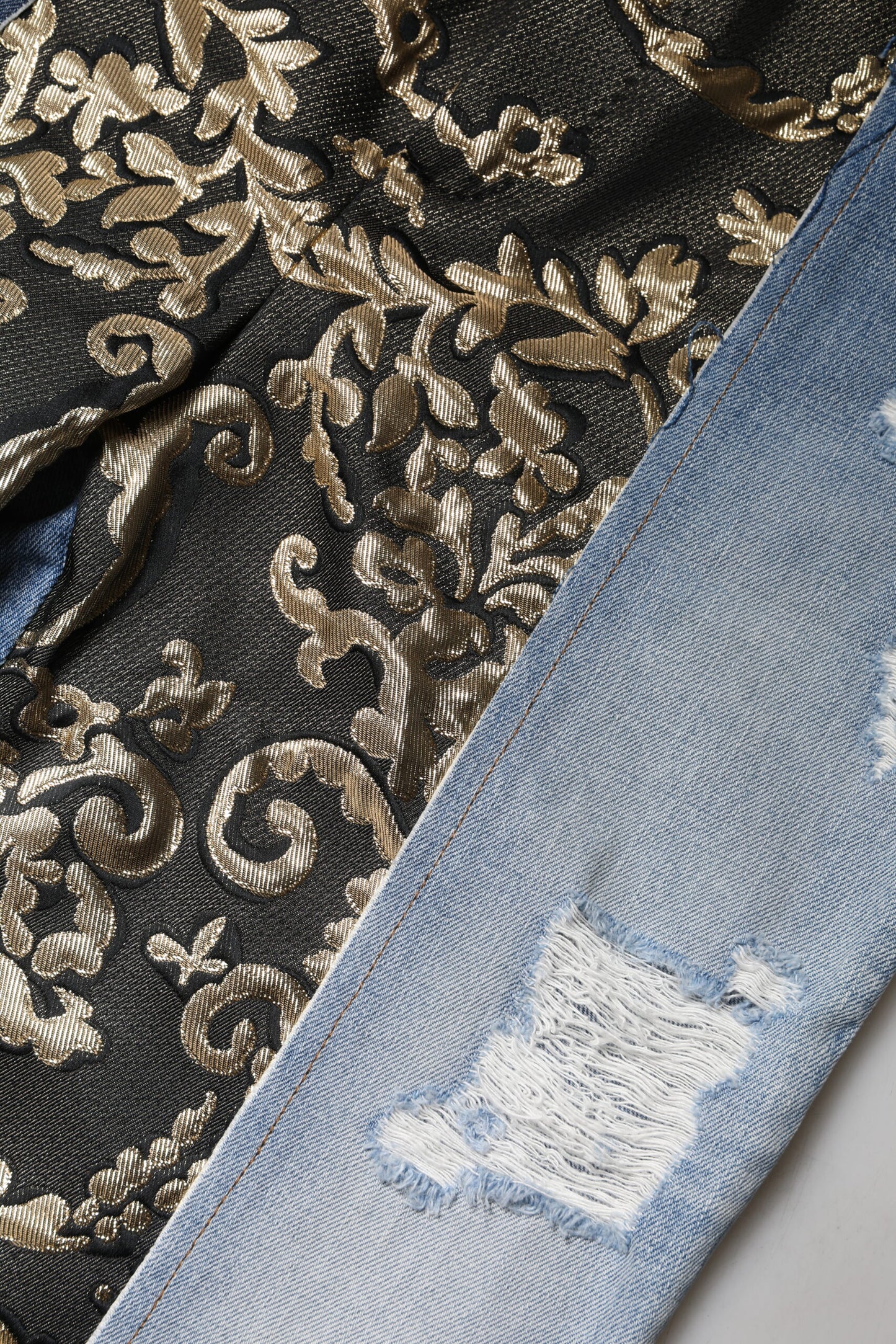 Jeans in denim a vita alta con patchwork multicolore Dolce &amp; Gabbana