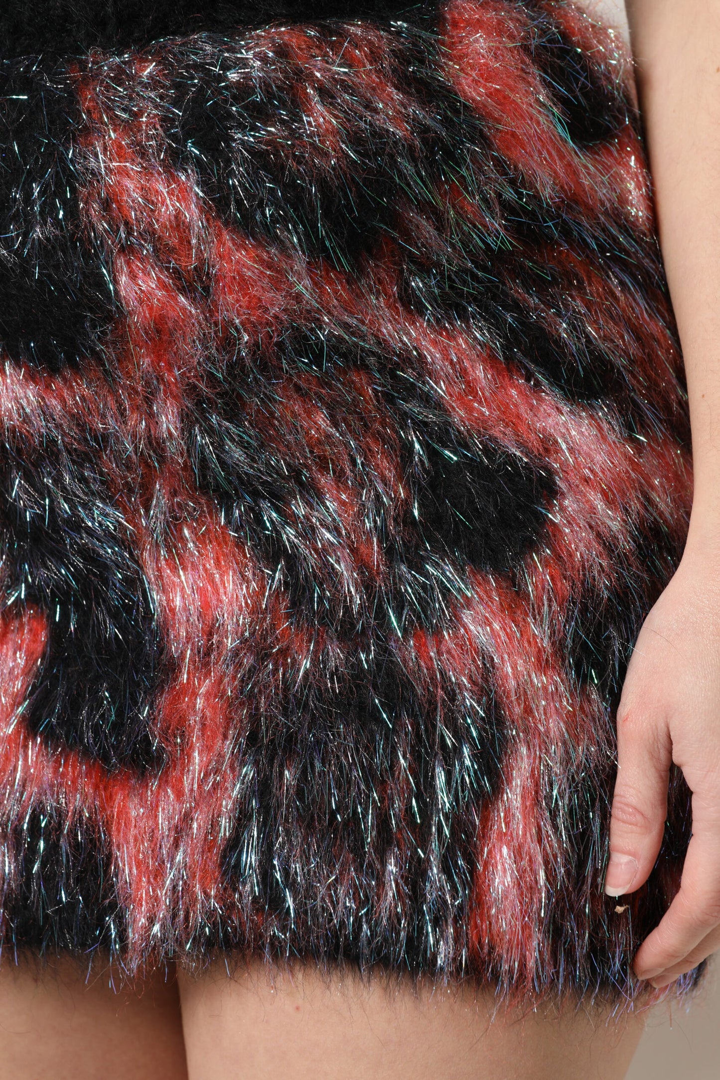 Minigonna a vita alta in peluche multicolore Dolce &amp; Gabbana