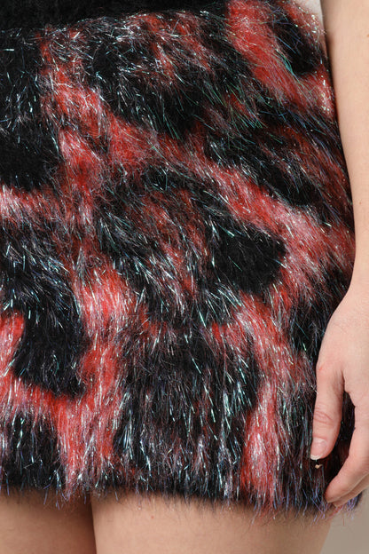 Minigonna a vita alta in peluche multicolore Dolce &amp; Gabbana