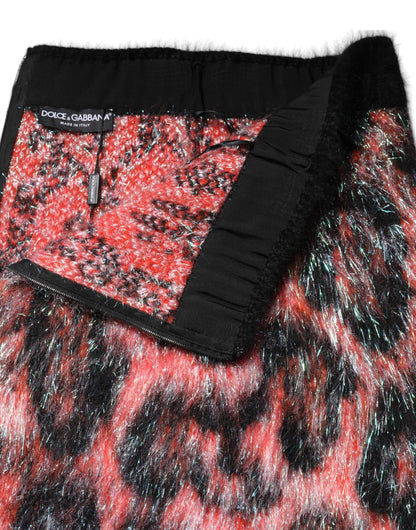 Minigonna a vita alta in peluche multicolore Dolce &amp; Gabbana