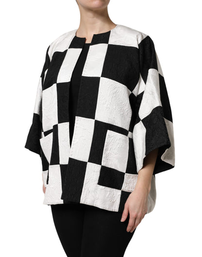 Giacca blazer in jacquard patchwork bianco e nero Dolce &amp; Gabbana