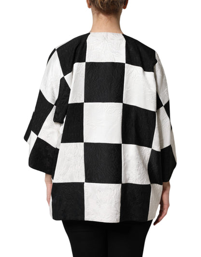 Giacca blazer in jacquard patchwork bianco e nero Dolce &amp; Gabbana