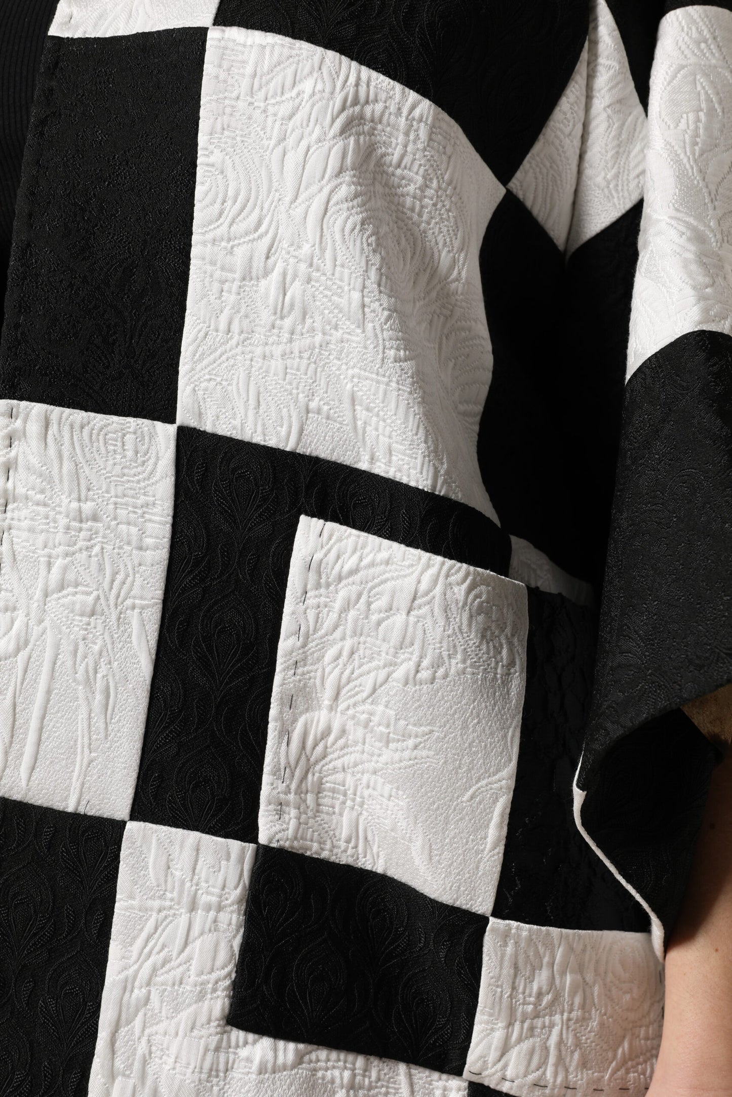 Giacca blazer in jacquard patchwork bianco e nero Dolce &amp; Gabbana