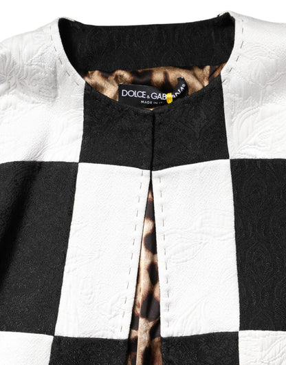 Giacca blazer in jacquard patchwork bianco e nero Dolce &amp; Gabbana