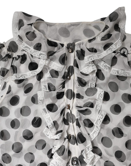 Dolce &amp; Gabbana Top senza maniche in cotone a pois bianco e nero
