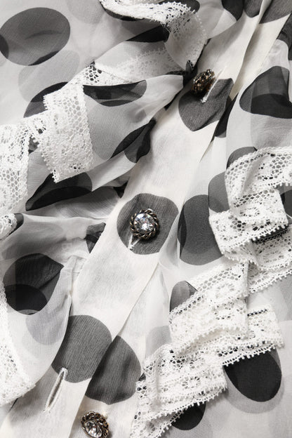 Dolce &amp; Gabbana Top senza maniche in cotone a pois bianco e nero