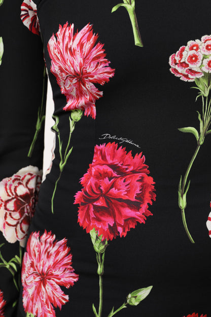 Dolce &amp; Gabbana Top blusa a maniche lunghe con stampa floreale nera da donna