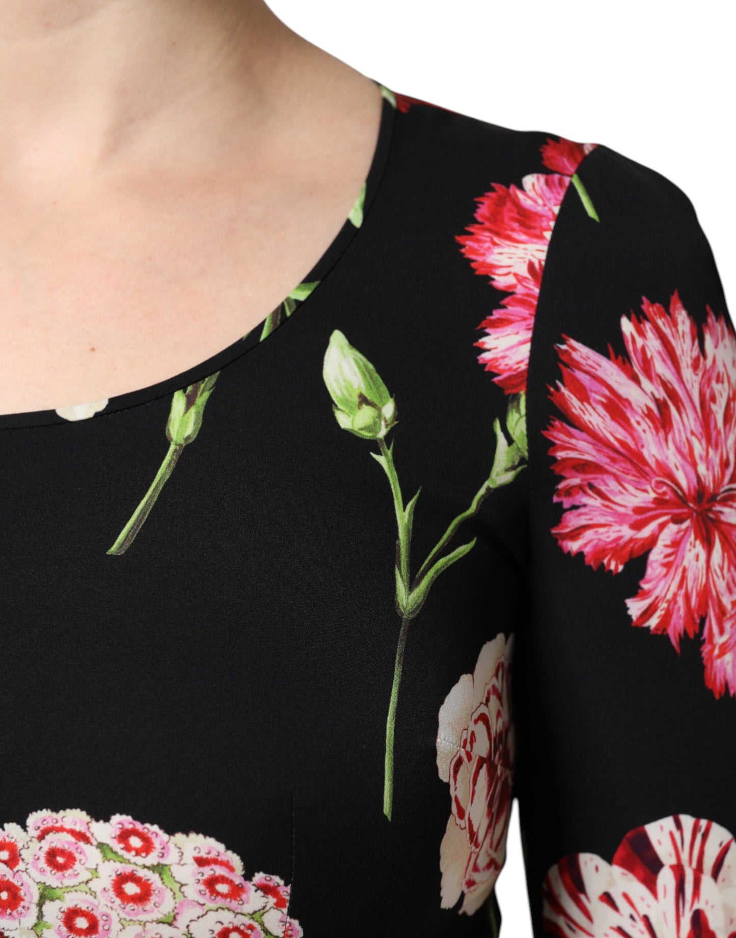 Dolce &amp; Gabbana Top blusa a maniche lunghe con stampa floreale nera da donna