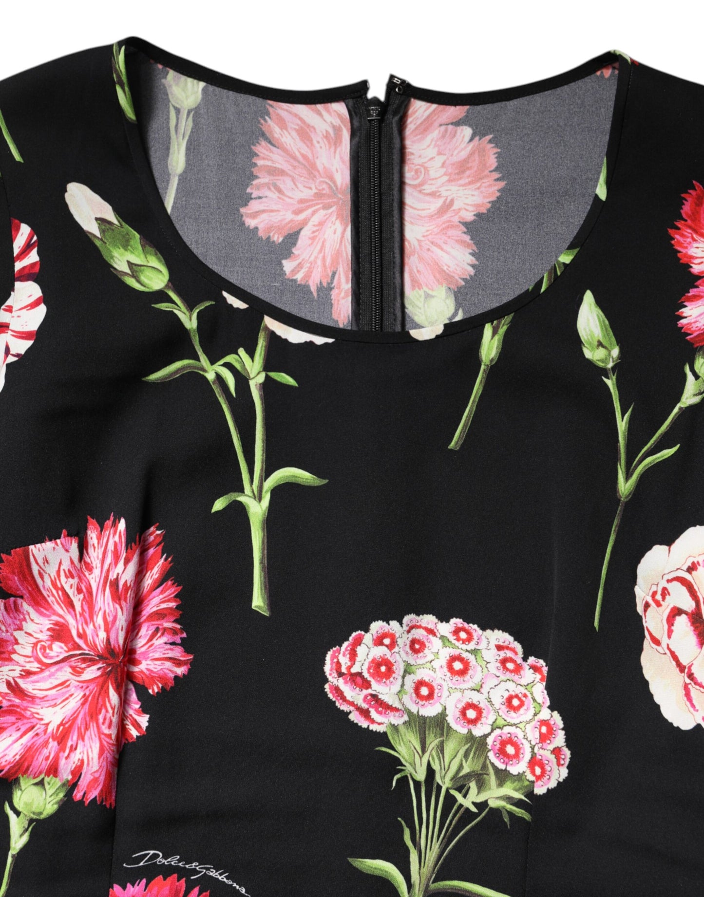 Dolce &amp; Gabbana Top blusa a maniche lunghe con stampa floreale nera da donna