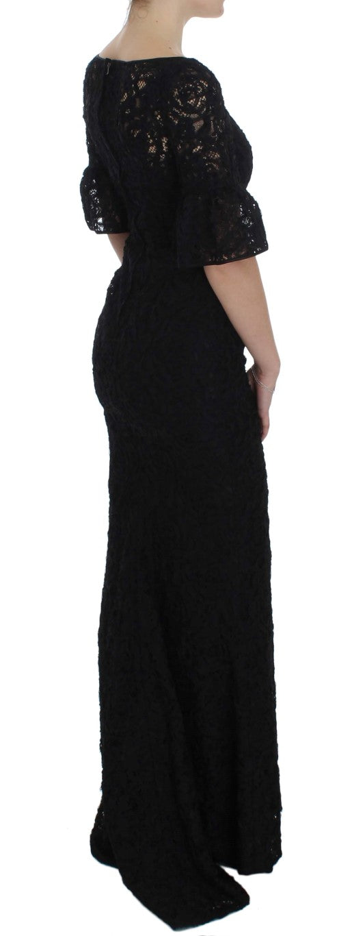 Dolce &amp; Gabbana Abito lungo aderente in pizzo floreale nero