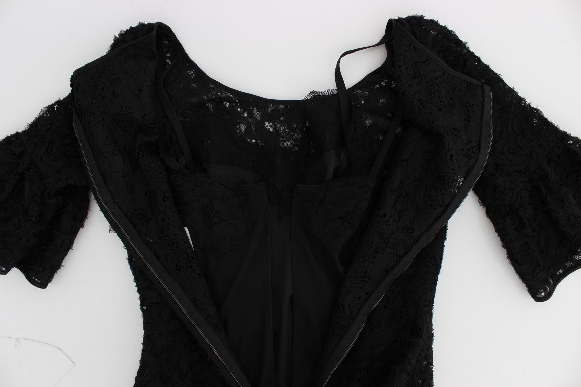 Dolce &amp; Gabbana Abito lungo aderente in pizzo floreale nero