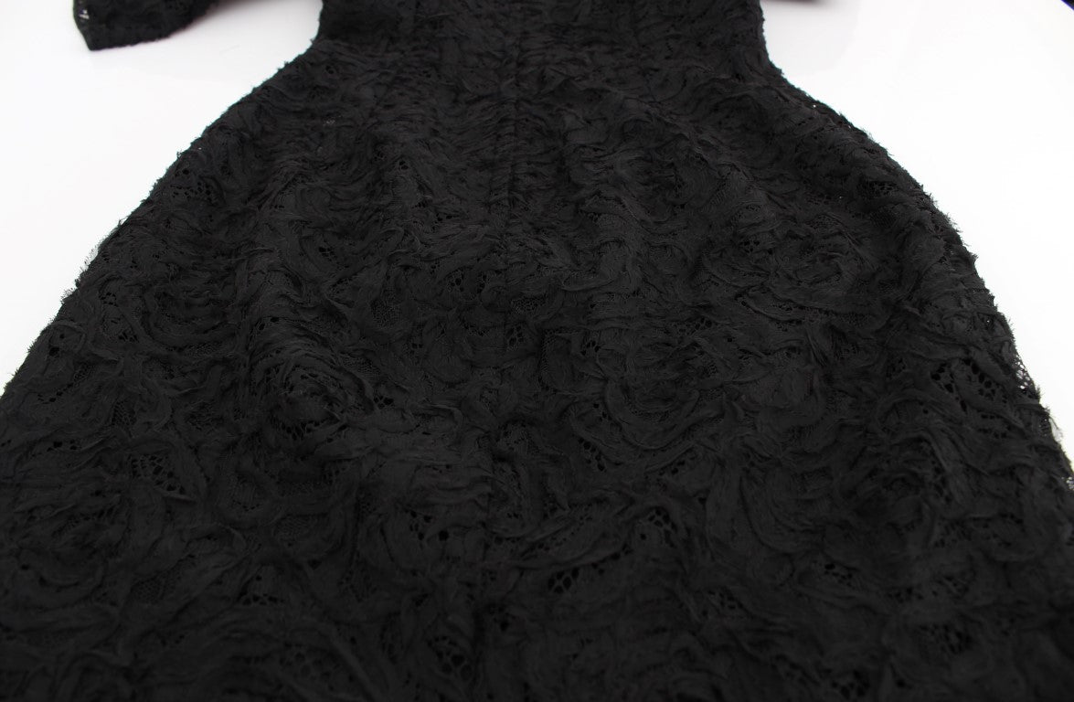 Dolce &amp; Gabbana Abito lungo aderente in pizzo floreale nero