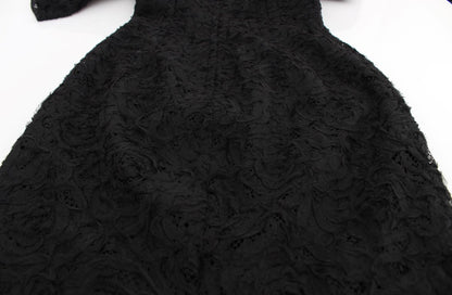 Dolce &amp; Gabbana Abito lungo aderente in pizzo floreale nero