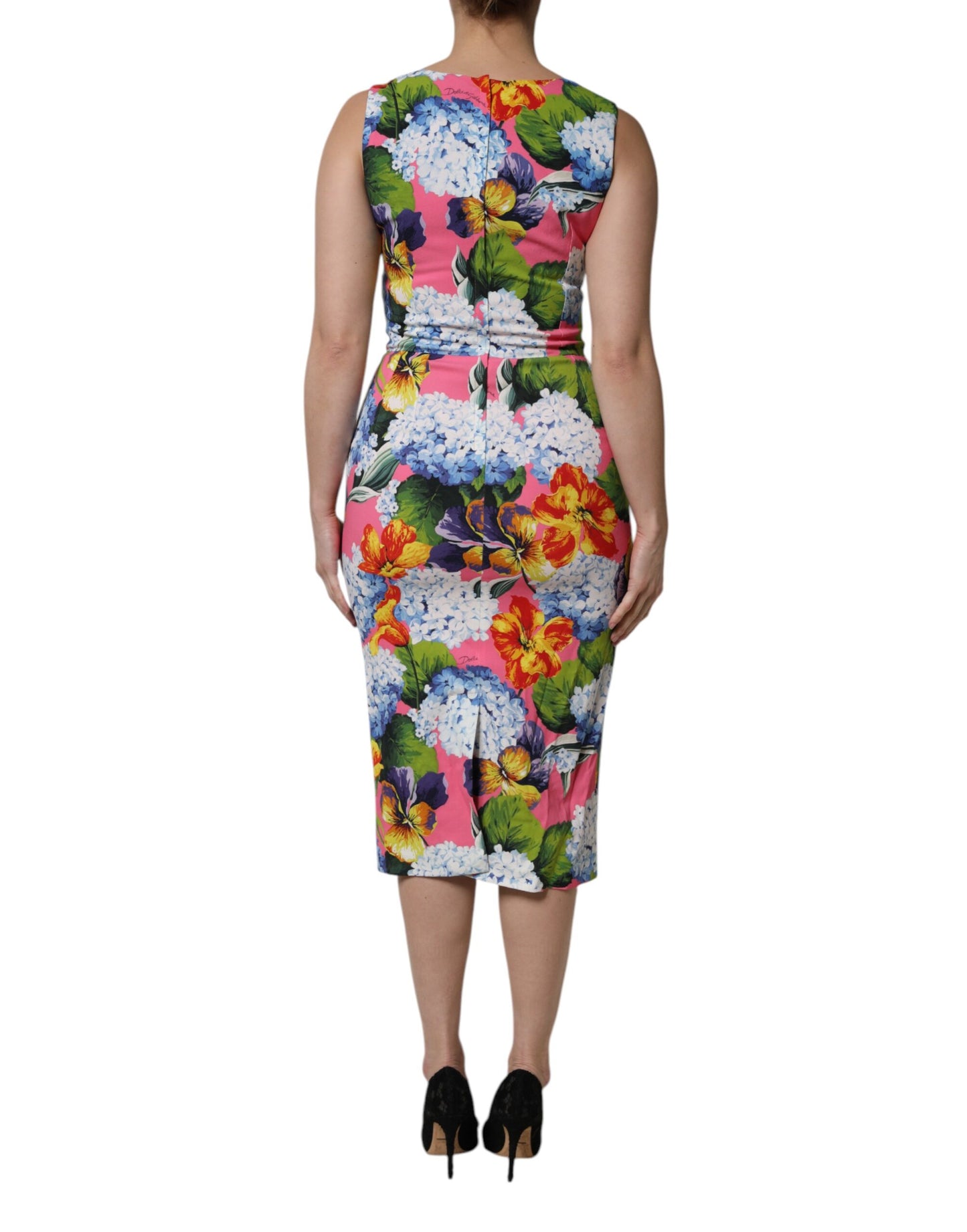 Abito tubino senza maniche con stampa floreale multicolore Dolce &amp; Gabbana