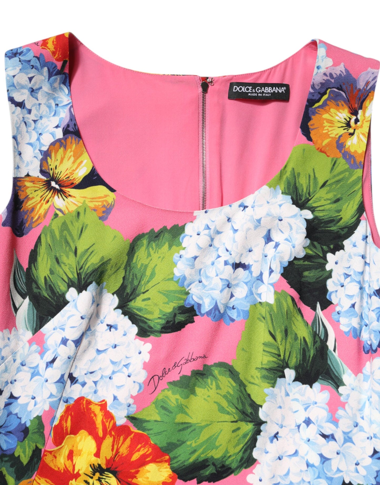 Abito tubino senza maniche con stampa floreale multicolore Dolce &amp; Gabbana