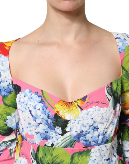 Dolce &amp; Gabbana Abito midi a tubino plissettato con stampa floreale multicolore