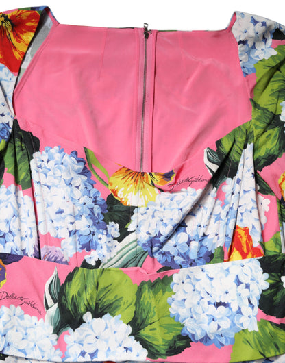 Dolce &amp; Gabbana Abito midi a tubino plissettato con stampa floreale multicolore