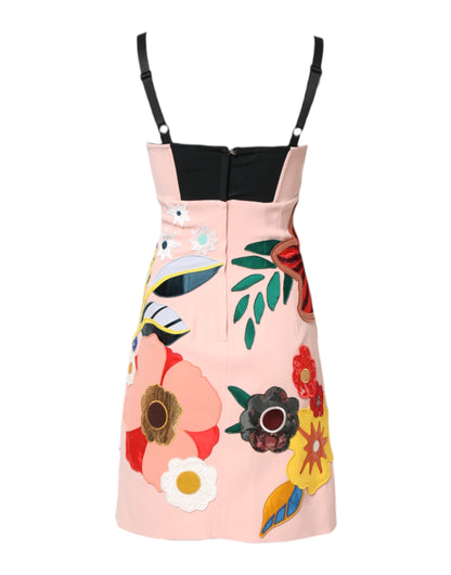 Mini abito con spalline sottili e stampa floreale rosa Dolce &amp; Gabbana