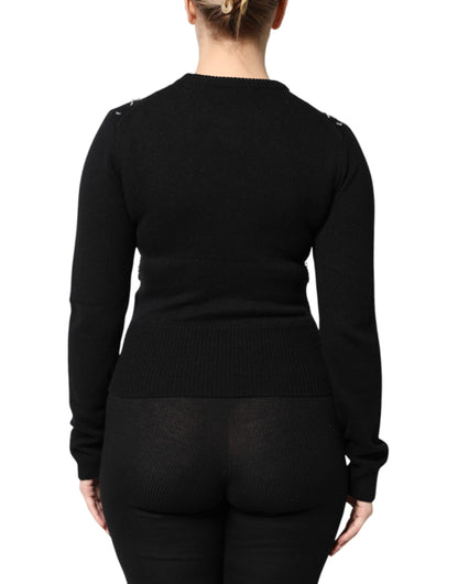 Dolce &amp; Gabbana Top a maniche lunghe in cashmere nero decorato