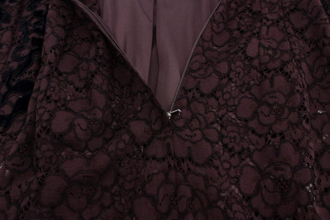 Abito lungo Ricamo in pizzo floreale viola Dolce &amp; Gabbana