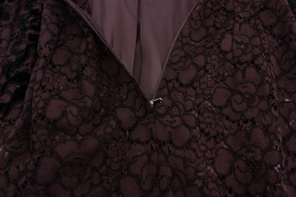 Abito lungo Ricamo in pizzo floreale viola Dolce &amp; Gabbana