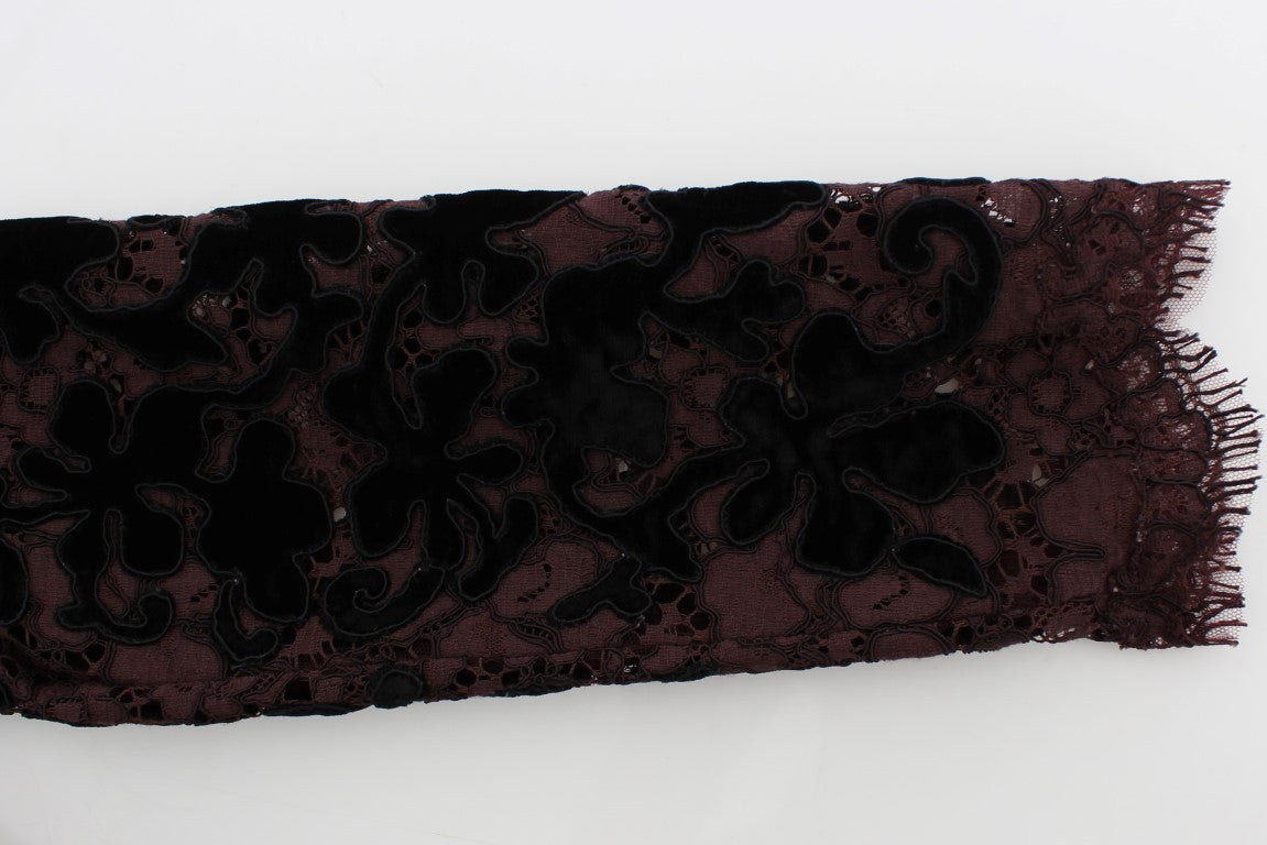Abito lungo Ricamo in pizzo floreale viola Dolce &amp; Gabbana