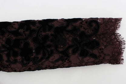 Abito lungo Ricamo in pizzo floreale viola Dolce &amp; Gabbana