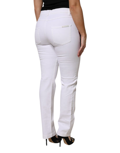 Jeans in denim con paillettes floreali bianchi Dolce &amp; Gabbana GIRLY