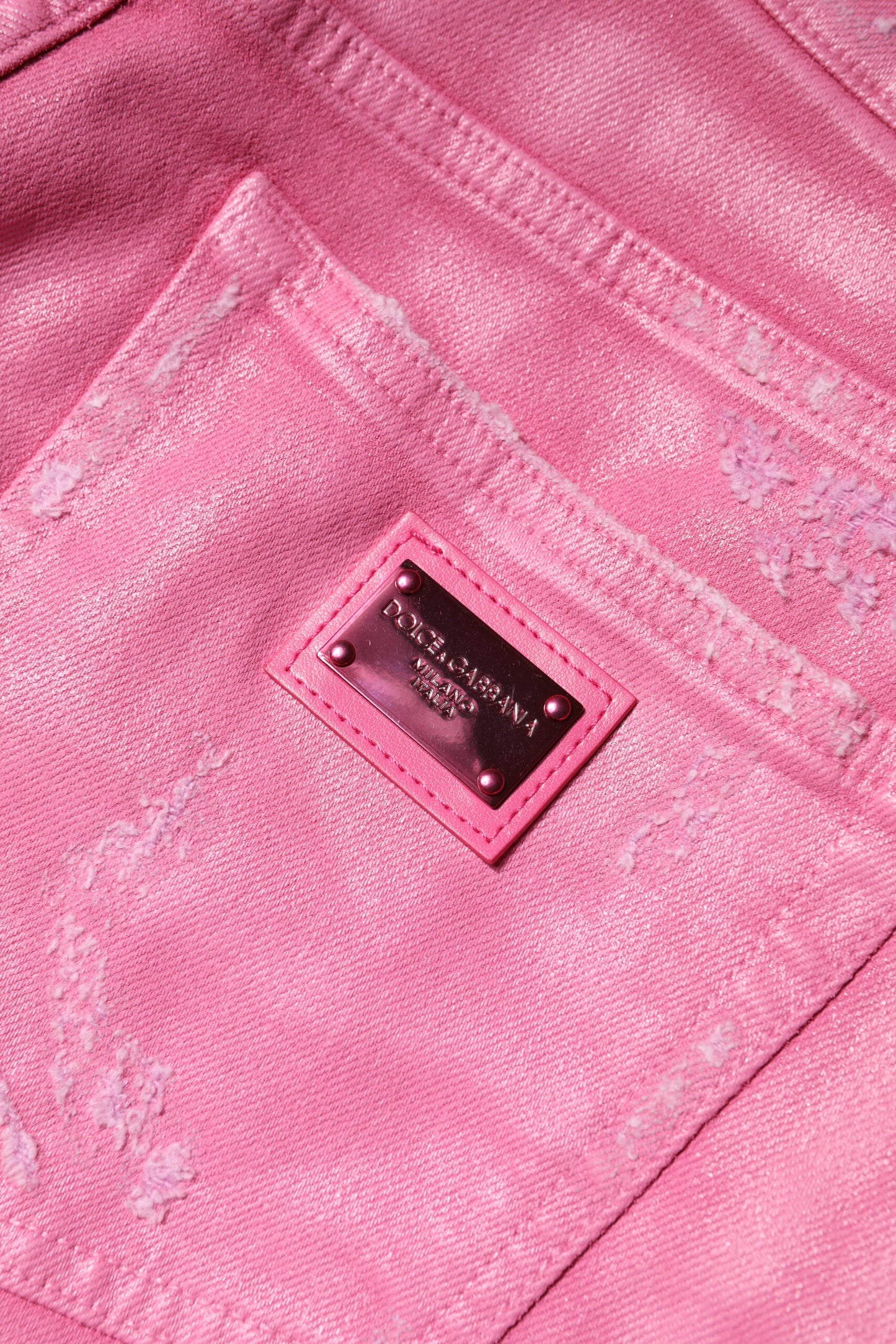 Jeans affusolati a vita media in denim rosa Dolce &amp; Gabbana