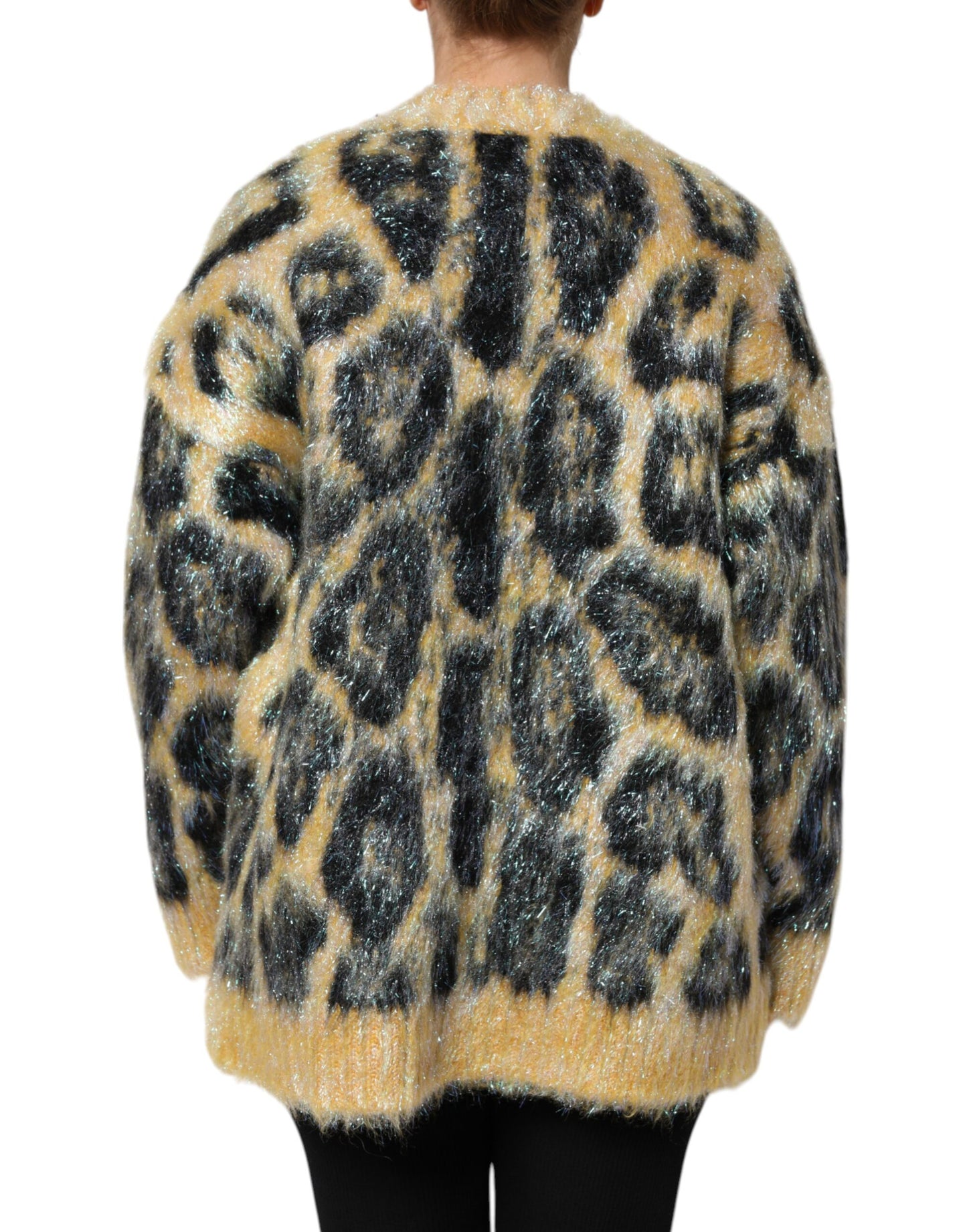 Dolce &amp; Gabbana Maglione girocollo in mohair leopardato multicolore