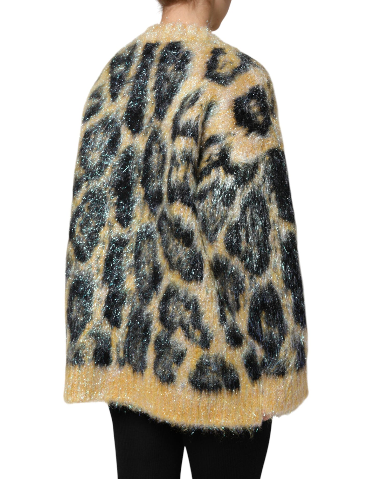 Dolce &amp; Gabbana Maglione girocollo in mohair leopardato multicolore