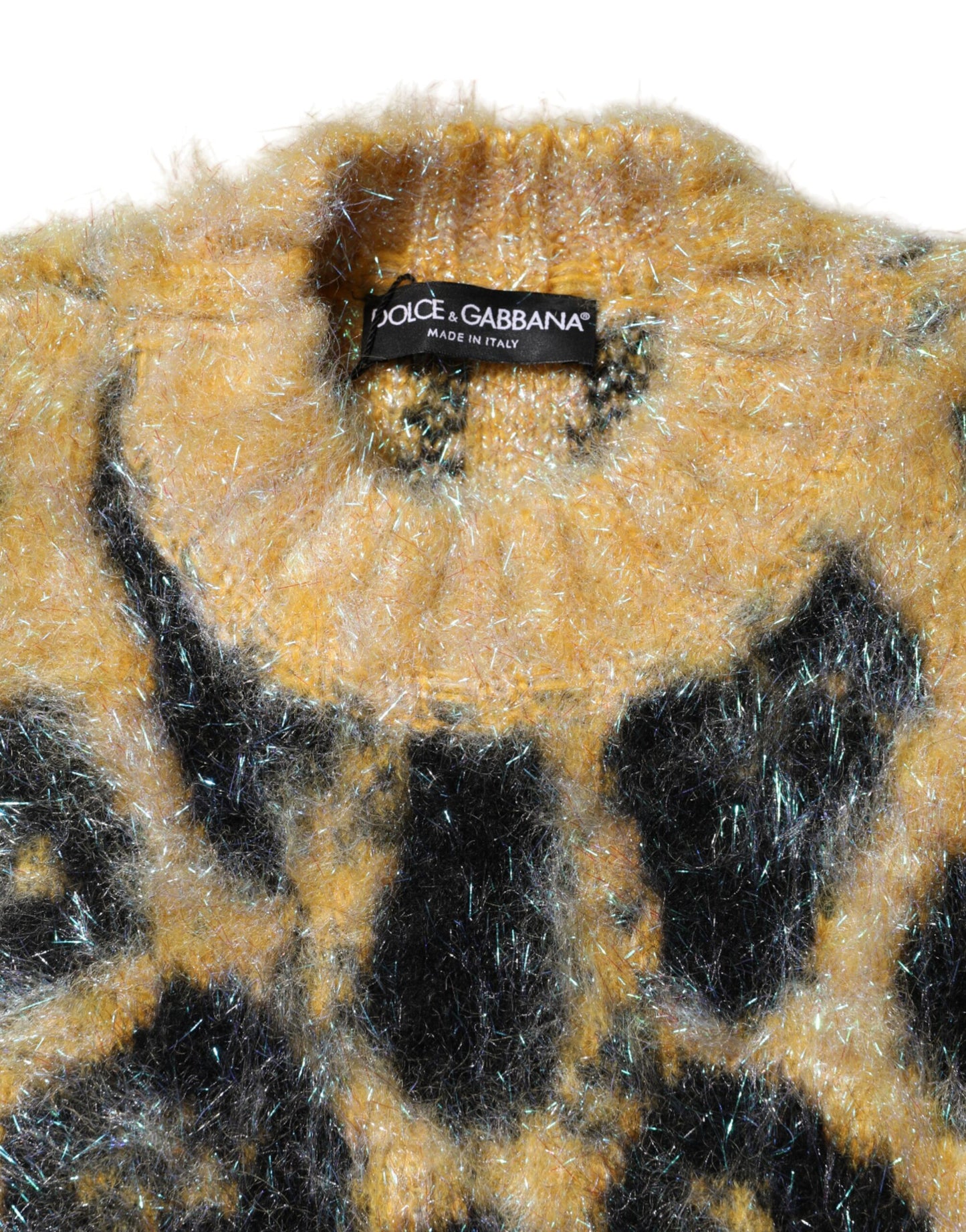 Dolce &amp; Gabbana Maglione girocollo in mohair leopardato multicolore