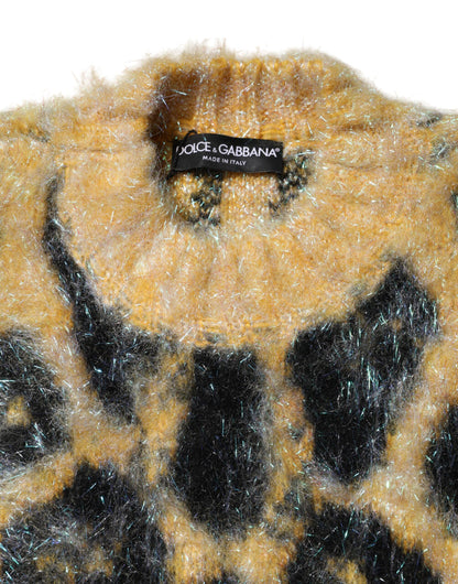 Dolce &amp; Gabbana Maglione girocollo in mohair leopardato multicolore