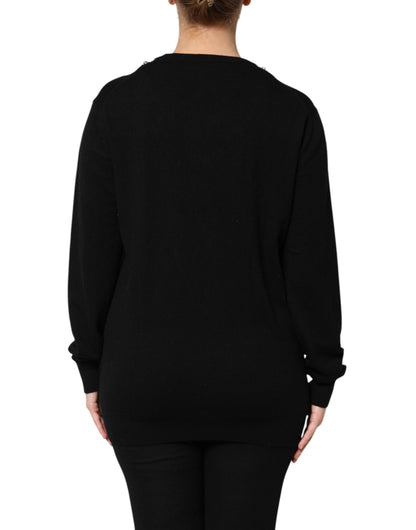 Maglione Dolce &amp; Gabbana in cashmere nero decorato con cristalli