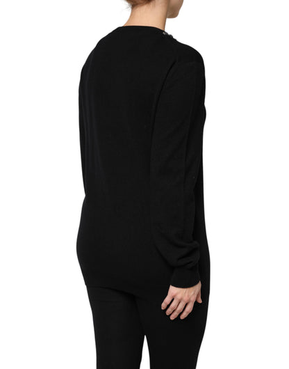 Maglione Dolce &amp; Gabbana in cashmere nero decorato con cristalli