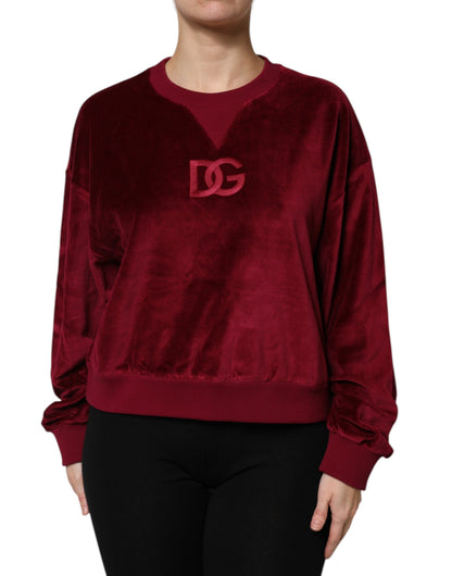 Dolce &amp; Gabbana Maglione girocollo in velluto di cotone rosso