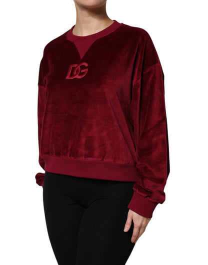 Dolce &amp; Gabbana Maglione girocollo in velluto di cotone rosso