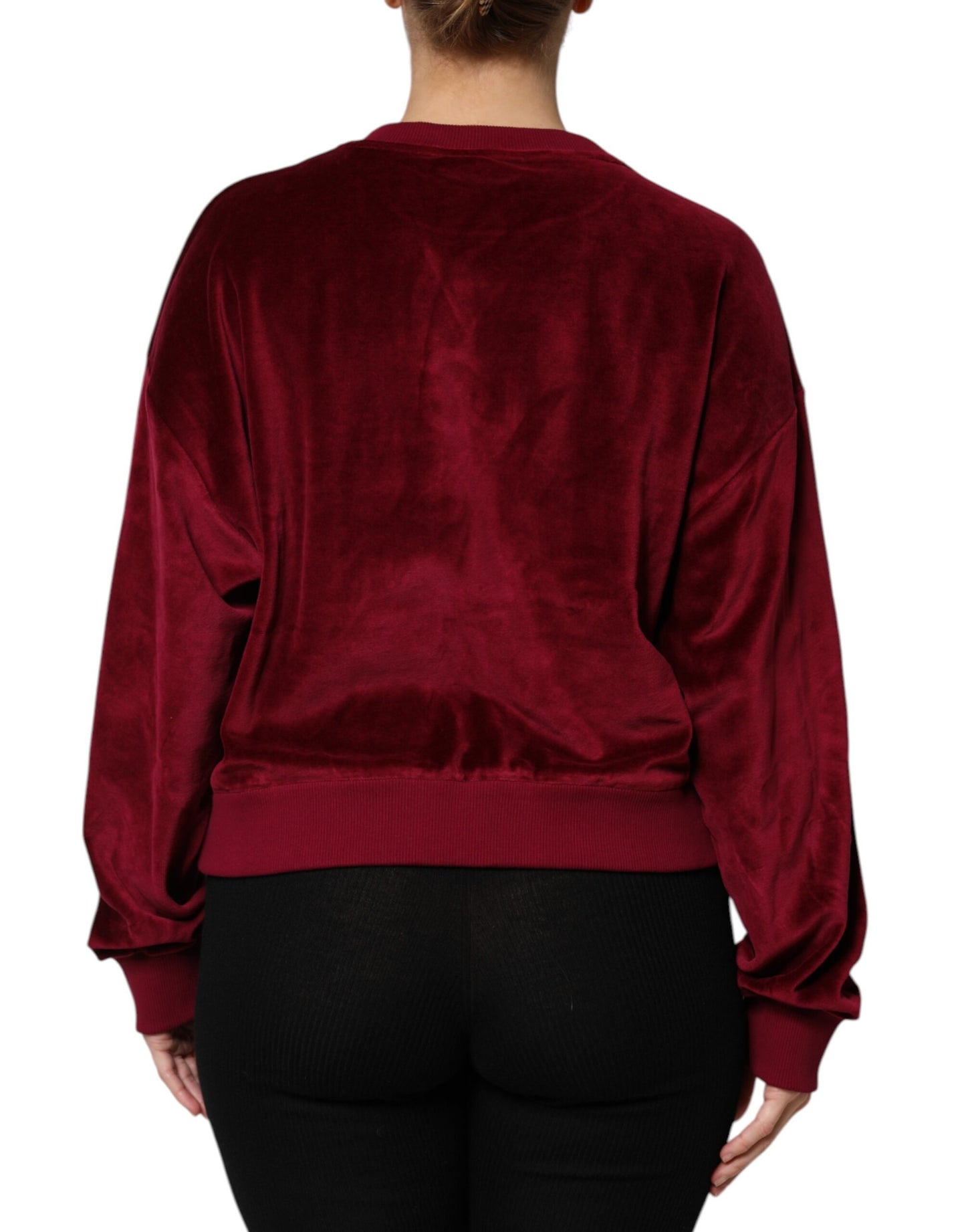 Dolce &amp; Gabbana Maglione girocollo in velluto di cotone rosso