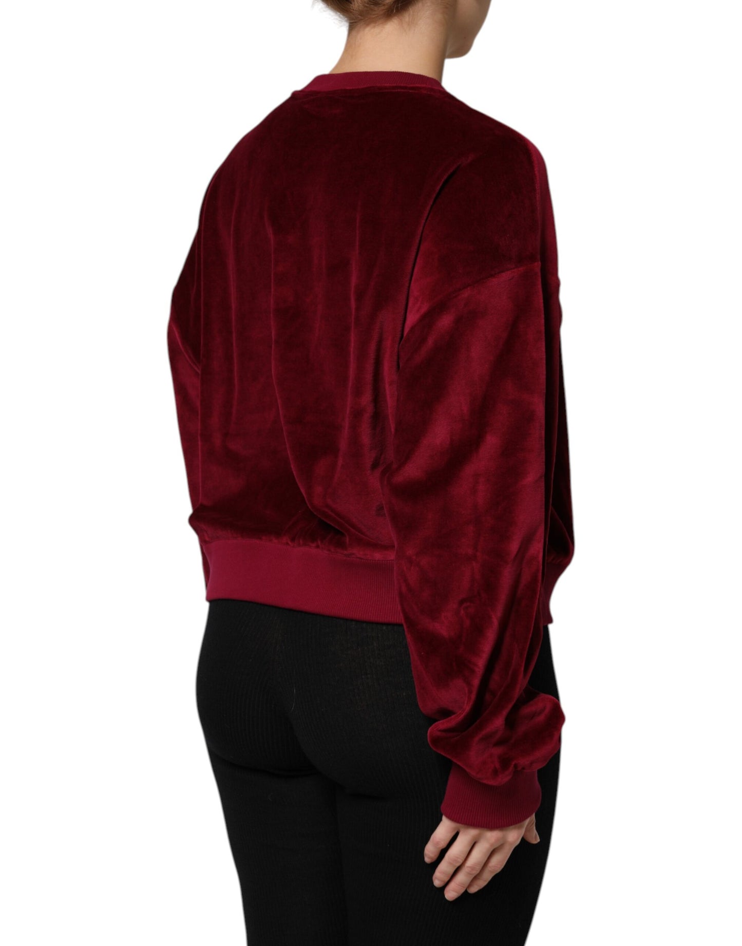 Dolce &amp; Gabbana Maglione girocollo in velluto di cotone rosso