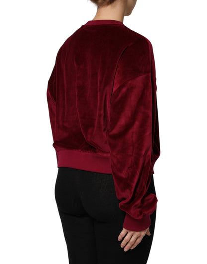 Dolce &amp; Gabbana Maglione girocollo in velluto di cotone rosso