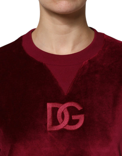 Dolce &amp; Gabbana Maglione girocollo in velluto di cotone rosso