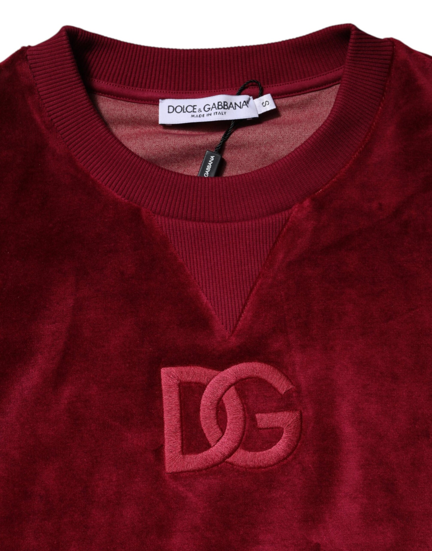 Dolce &amp; Gabbana Maglione girocollo in velluto di cotone rosso
